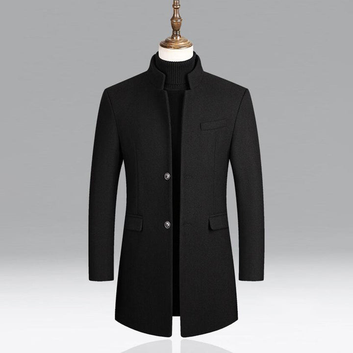 Modern Long Men's Coat - Alexander-Bordeaux Red-M-Nora Luxe