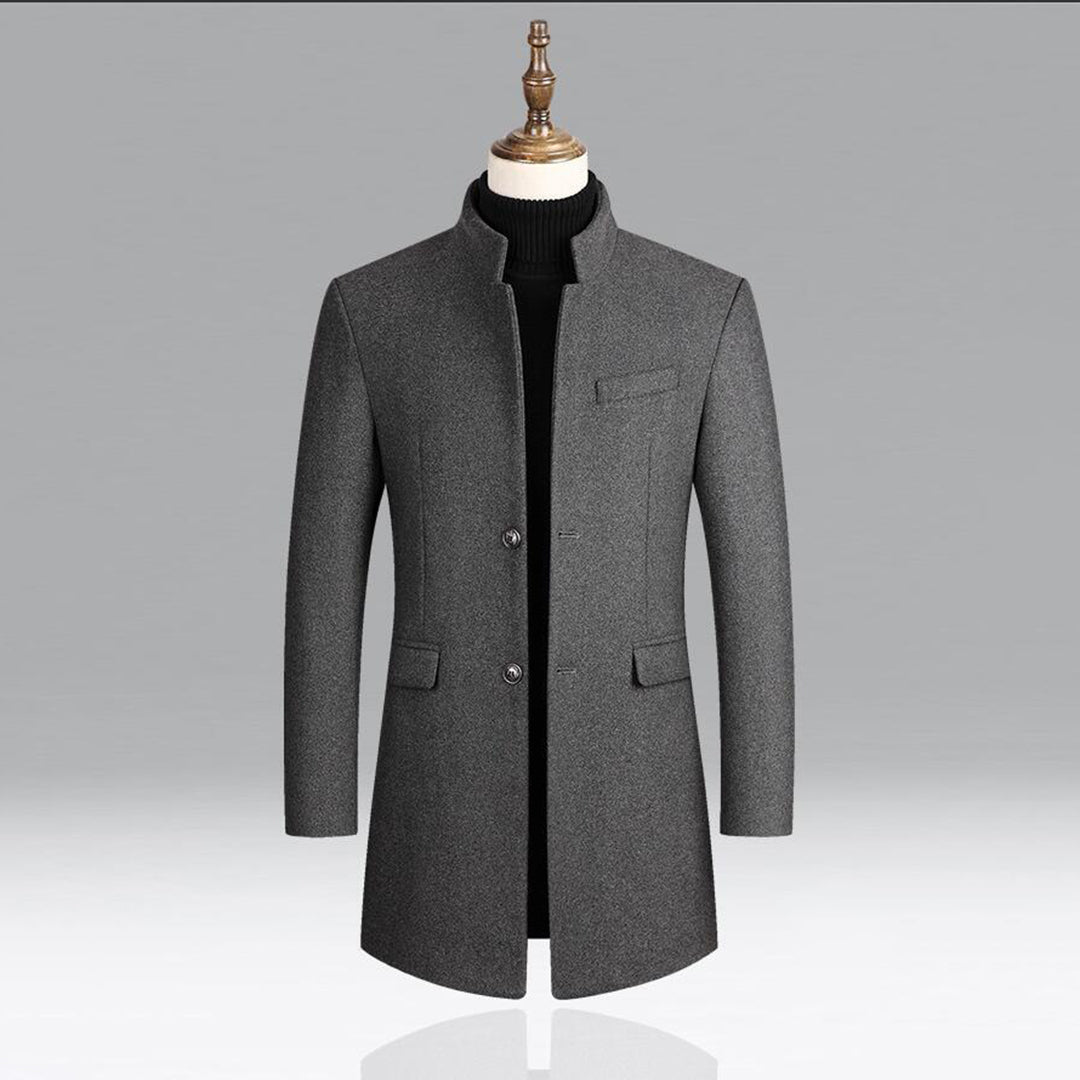 Modern Long Men's Coat - Alexander-Bordeaux Red-M-Nora Luxe