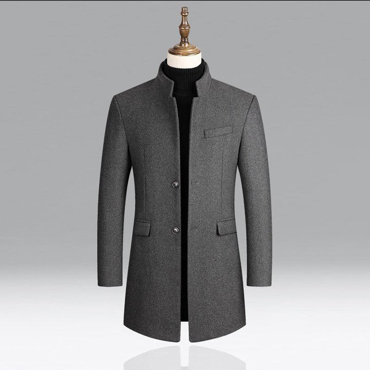 Modern Long Men's Coat - Alexander-Bordeaux Red-M-Nora Luxe