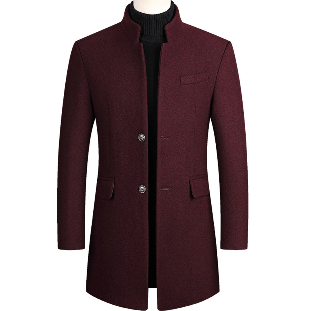 Modern Long Men's Coat - Alexander-Bordeaux Red-M-Nora Luxe