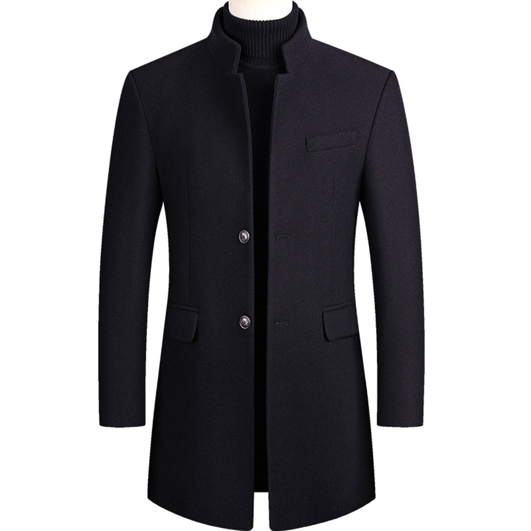 Modern Long Men's Coat - Alexander-Marine Blue-M-Nora Luxe