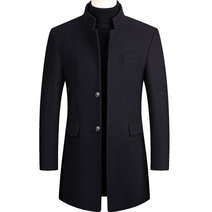 Modern Long Men's Coat - Alexander-Marine Blue-M-Nora Luxe