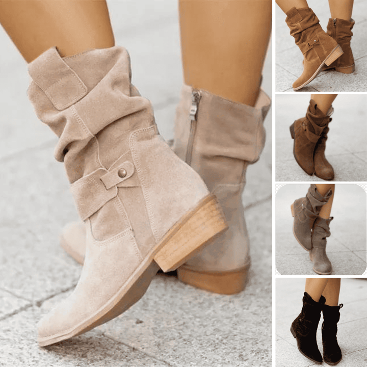 Modern Low Heel Suede Boots - Nova-Brown-5.0-Nora Luxe