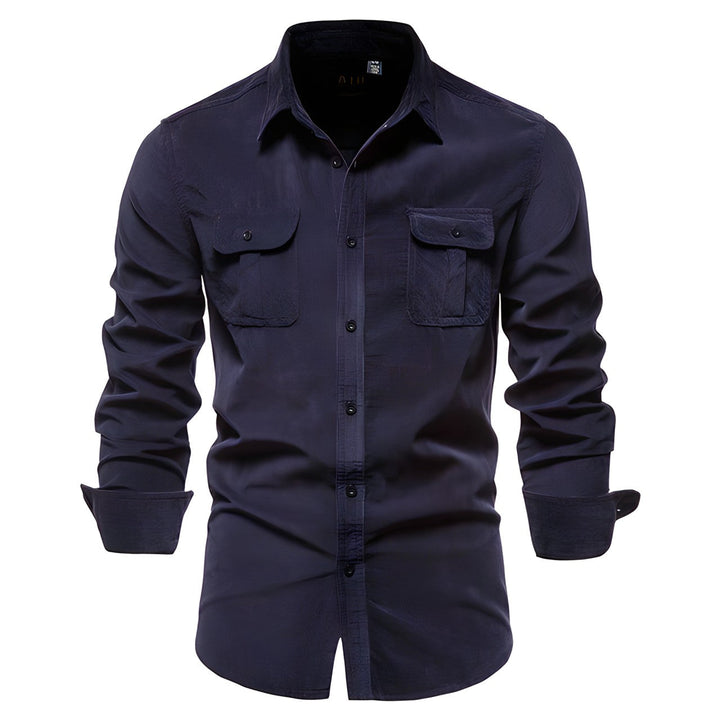 Modern Men's Shirt - Aiden-Marine Blue-S-Nora Luxe