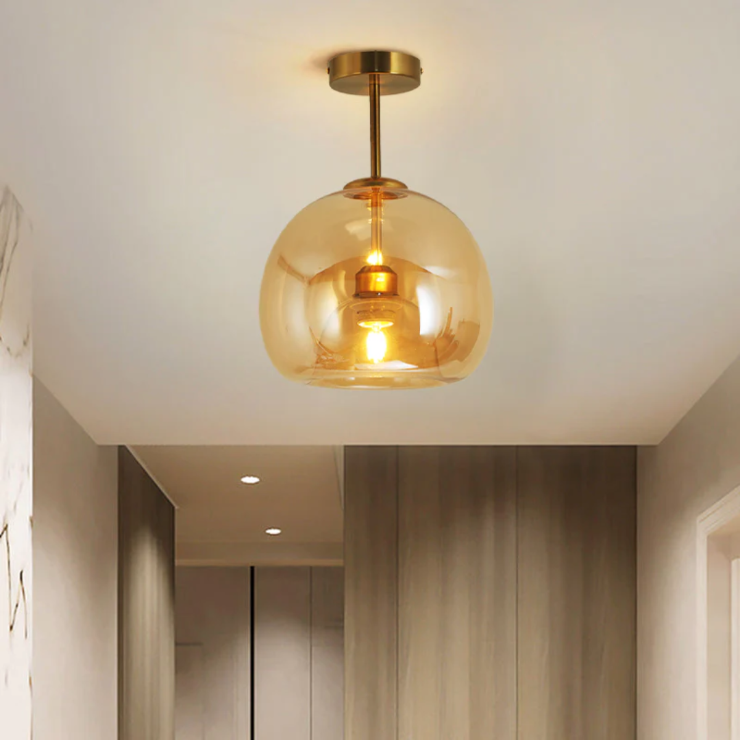 Modern Round LED Ceiling Lamp - Aurelia-Gold-Hanging Lamps-Nora Luxe