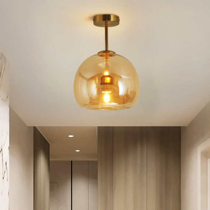 Modern Round LED Ceiling Lamp - Aurelia-Gold-Hanging Lamps-Nora Luxe
