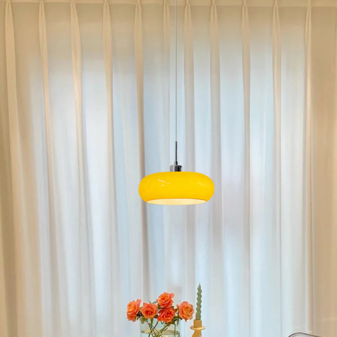 Modern Round LED Pendant Light - RadianceOrb-Orange-Nora Luxe