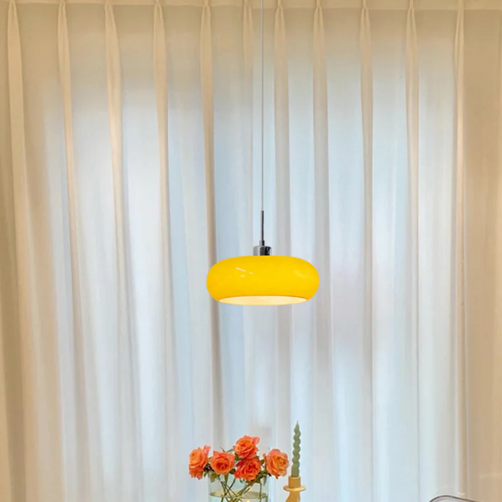 Modern Round LED Pendant Light - RadianceOrb-Orange-Nora Luxe