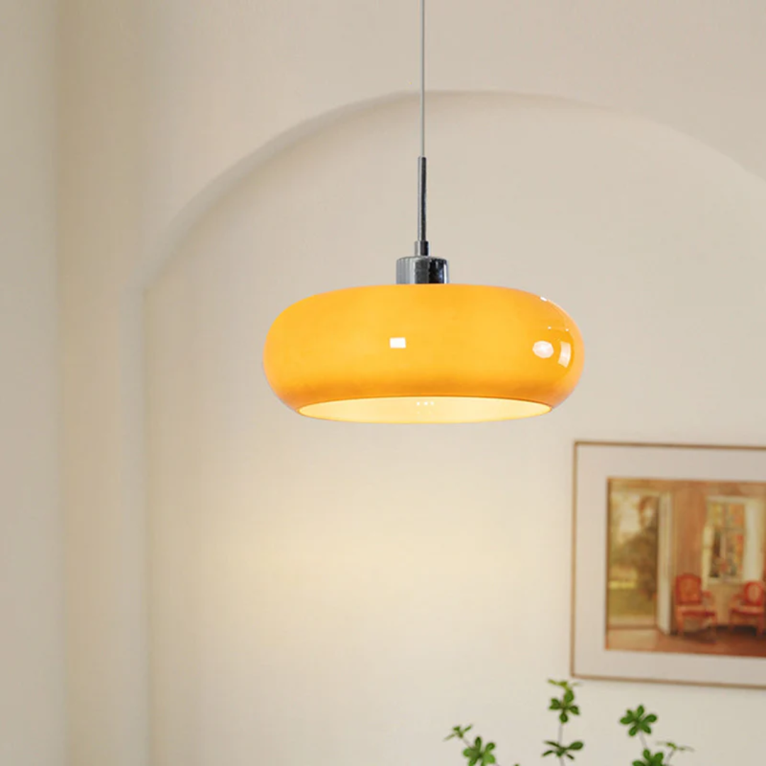 Modern Round LED Pendant Light - RadianceOrb-Orange-Nora Luxe