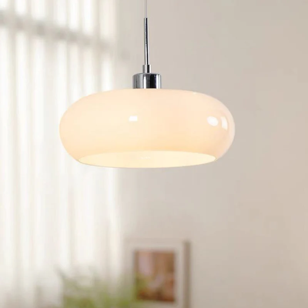 Modern Round LED Pendant Light - RadianceOrb-White-Nora Luxe