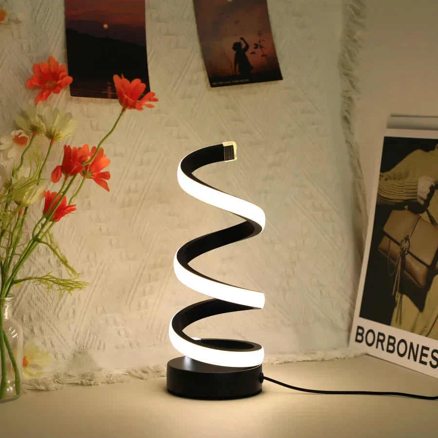 Modern S-shaped Desk Lamp - FlexiGlow-Black-Nora Luxe
