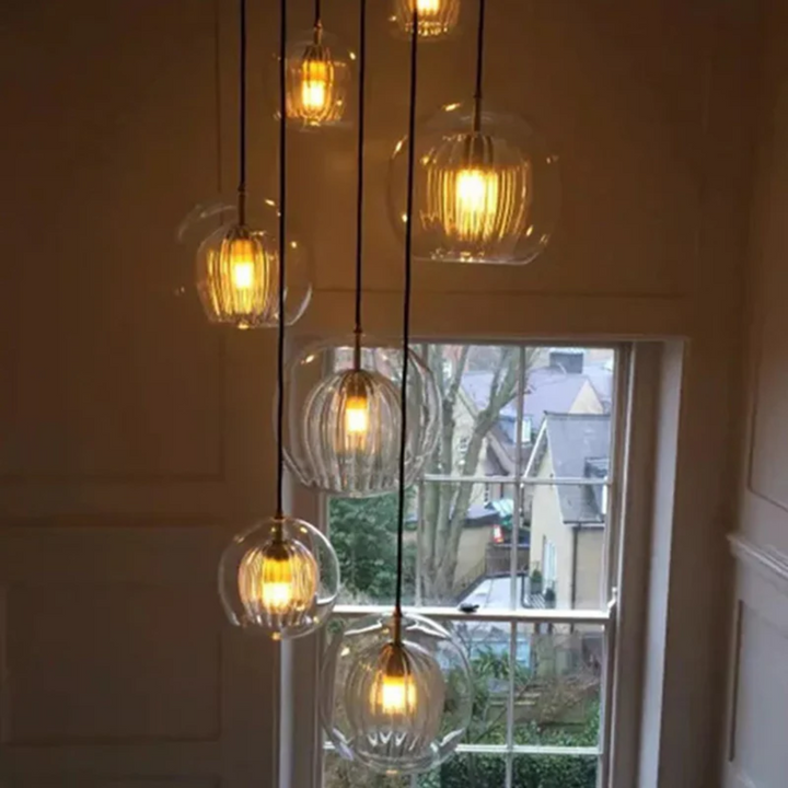 Modern Spherical LED Pendant Light - Aurora Sphere-Amber-5.91 inches-Nora Luxe