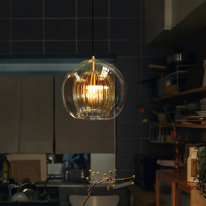 Modern Spherical LED Pendant Light - Aurora Sphere-Amber-5.91 inches-Nora Luxe