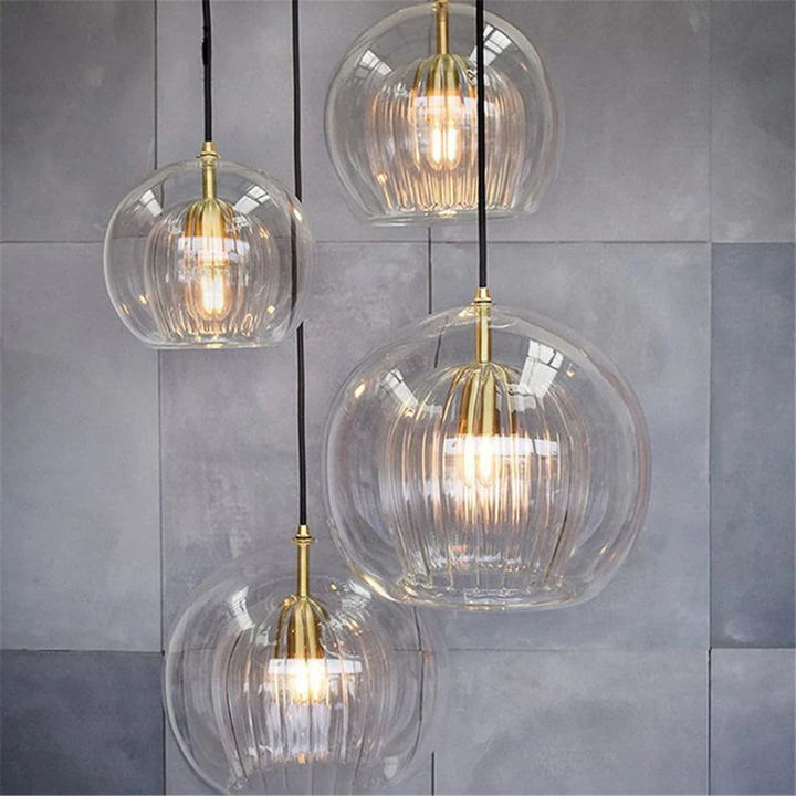 Modern Spherical LED Pendant Light - Aurora Sphere-Amber-5.91 inches-Nora Luxe