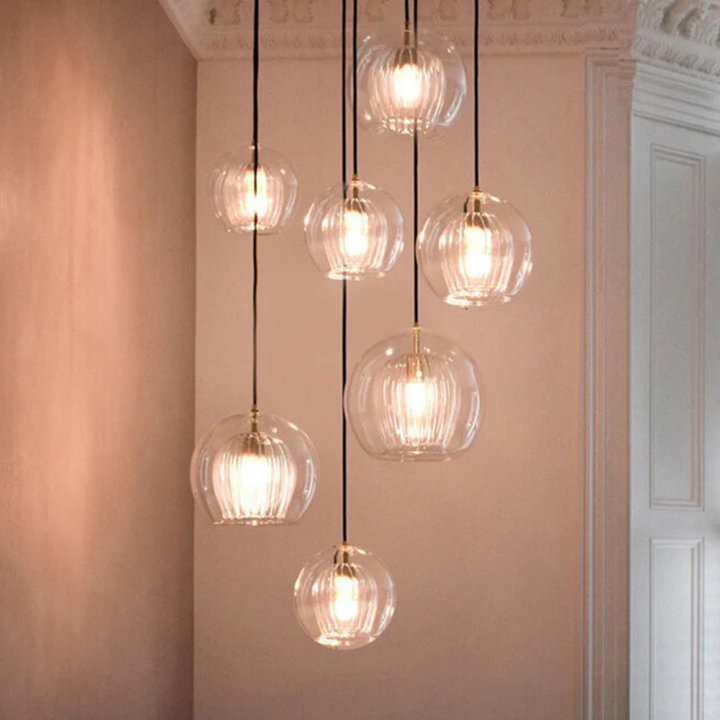 Modern Spherical LED Pendant Light - Aurora Sphere-Amber-5.91 inches-Nora Luxe