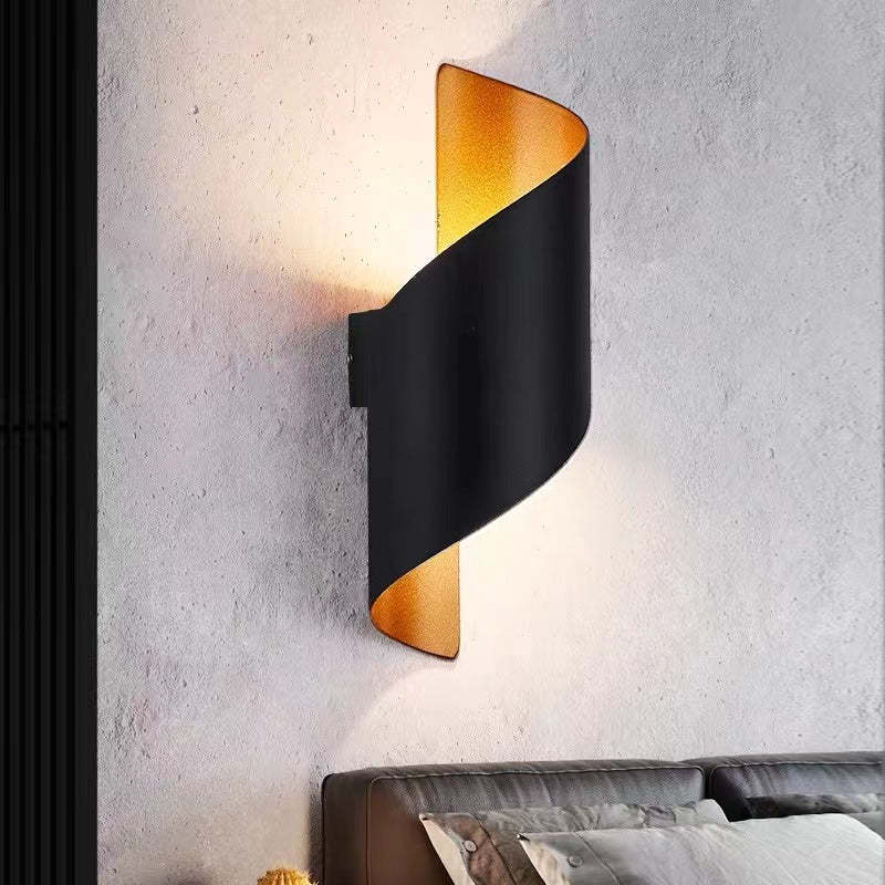 Modern Spiral LED Wall Light - TwistLight-Small-Black & Gold-Nora Luxe