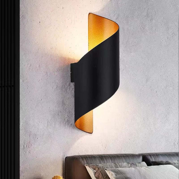 Modern Spiral LED Wall Light - TwistLight-Small-Black & Gold-Nora Luxe