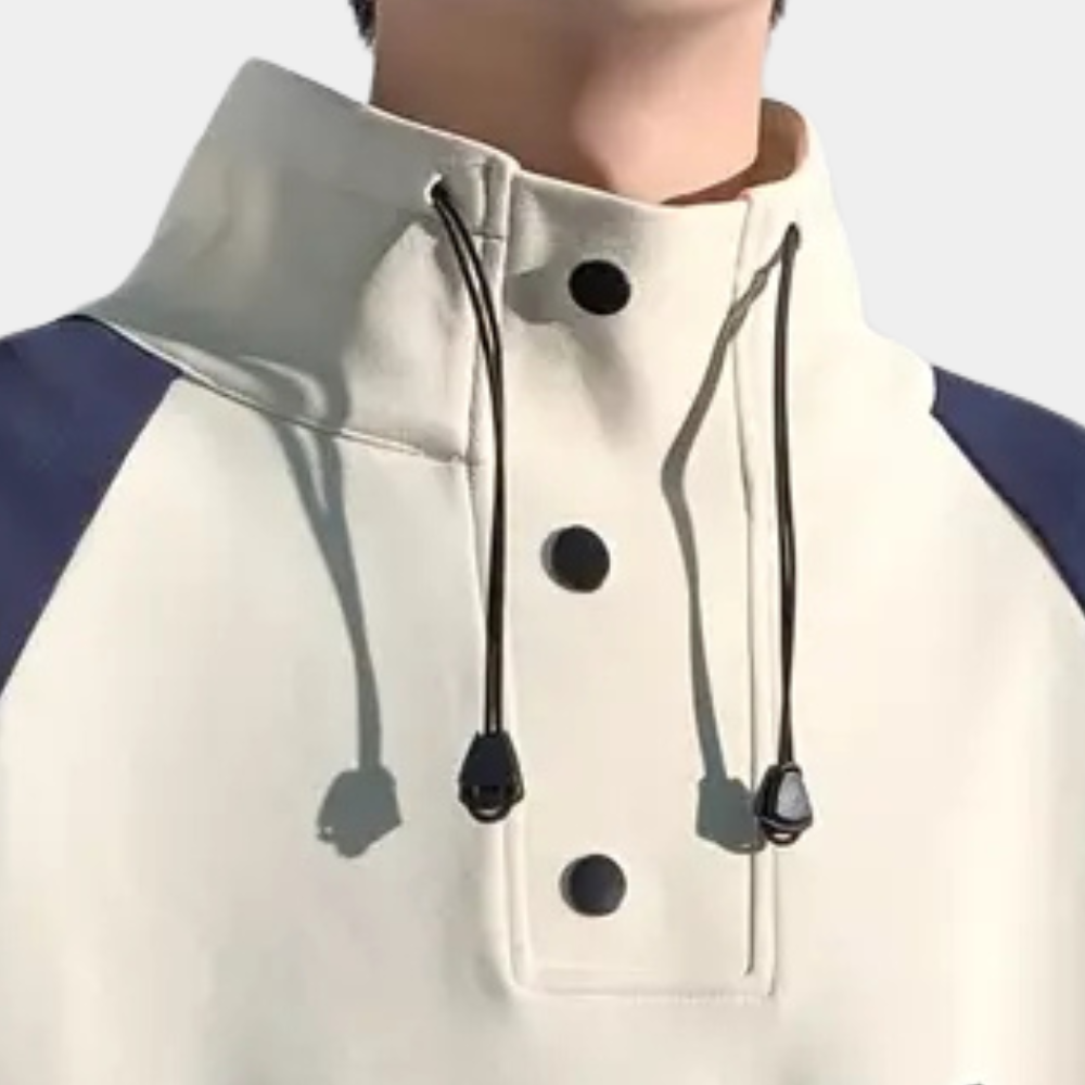 Modern Sweater with Stand-Up Collar for Men - Matteo-Beige-S-Nora Luxe