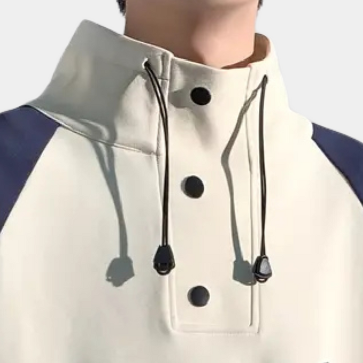 Modern Sweater with Stand-Up Collar for Men - Matteo-Beige-S-Nora Luxe