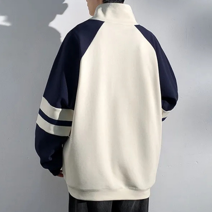 Modern Sweater with Stand-Up Collar for Men - Matteo-Beige-S-Nora Luxe