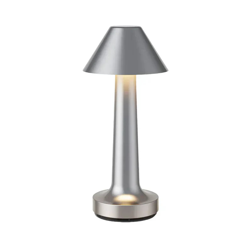 Modern Table Lamp - SleekGlow-Silver/Cone-Nora Luxe