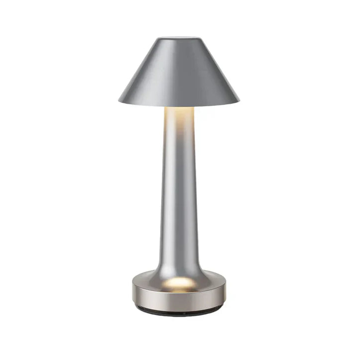 Modern Table Lamp - SleekGlow-Silver/Cone-Nora Luxe