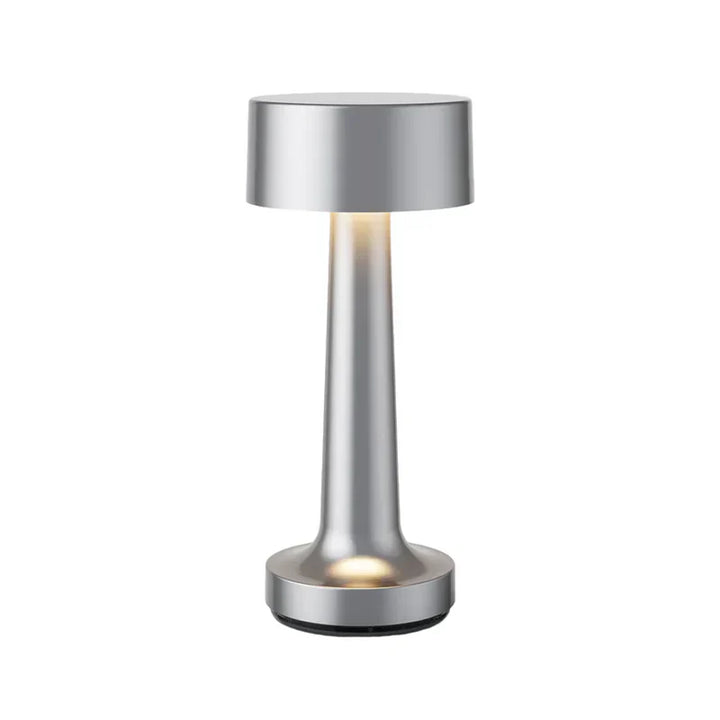 Modern Table Lamp - SleekGlow-Silver/Cylinder-Nora Luxe