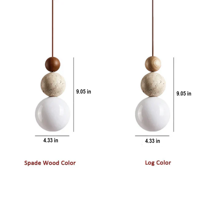 Modern Travertine and Mahogany Pendant Light - NaturaLuxe-Cream-White-Walnut-Nora Luxe