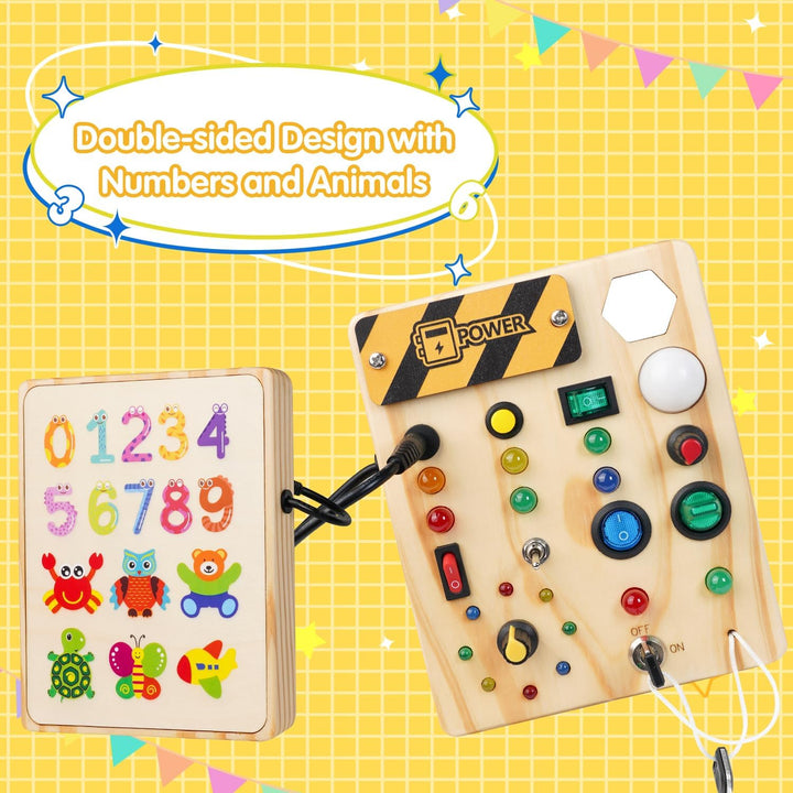 Montessori Toddler Pinboard with 27 LED Lights - BrightMinds-Nora Luxe