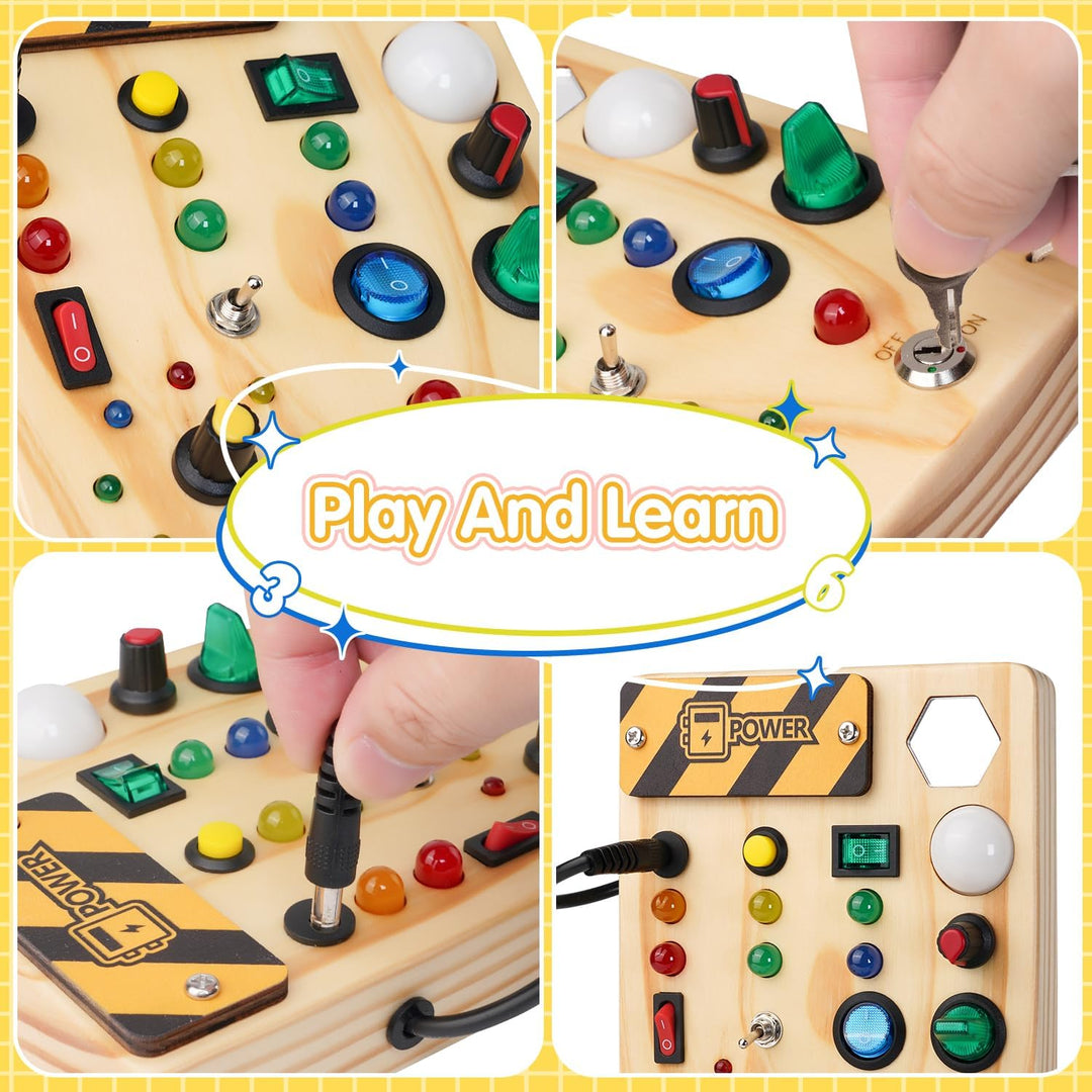 Montessori Toddler Pinboard with 27 LED Lights - BrightMinds-Nora Luxe