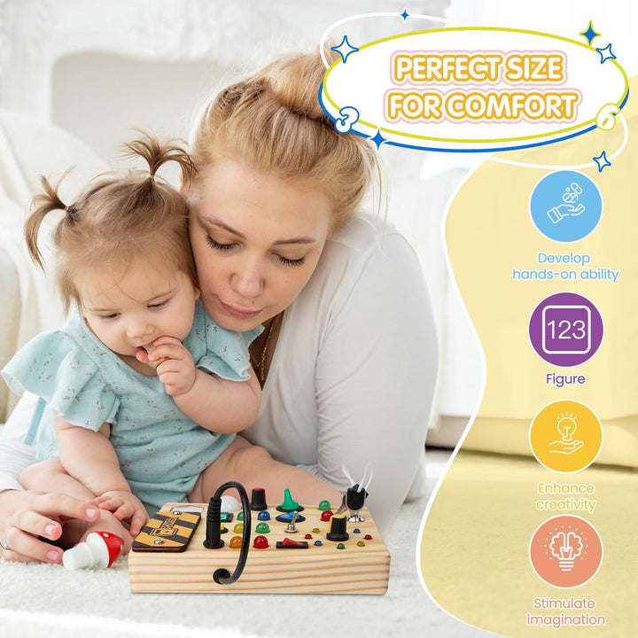 Montessori Toddler Pinboard with 27 LED Lights - BrightMinds-Nora Luxe