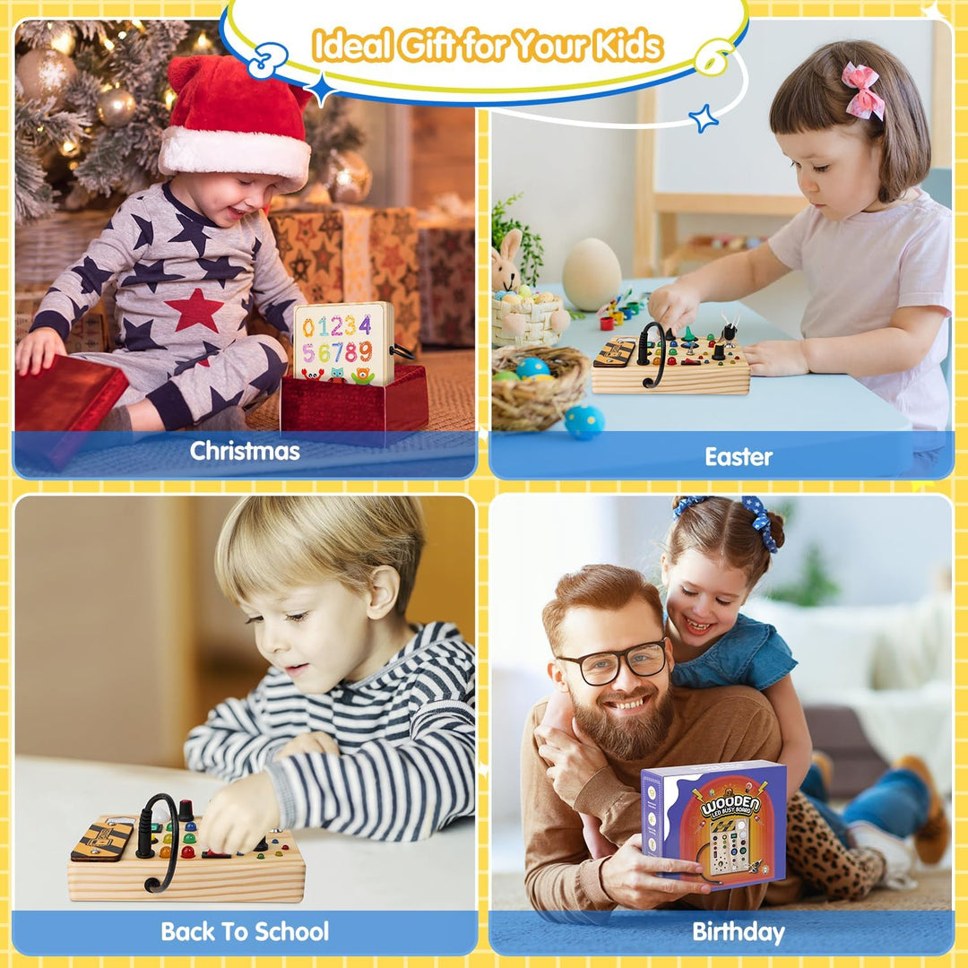 Montessori Toddler Pinboard with 27 LED Lights - BrightMinds-Nora Luxe