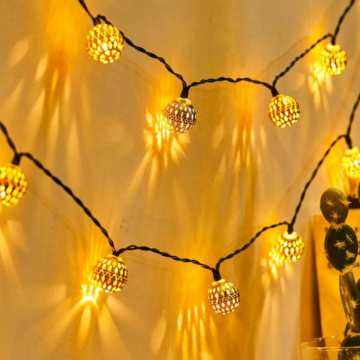 Moroccan Style Waterproof Solar Light Strings - SunGlow Strings-Silver-Nora Luxe