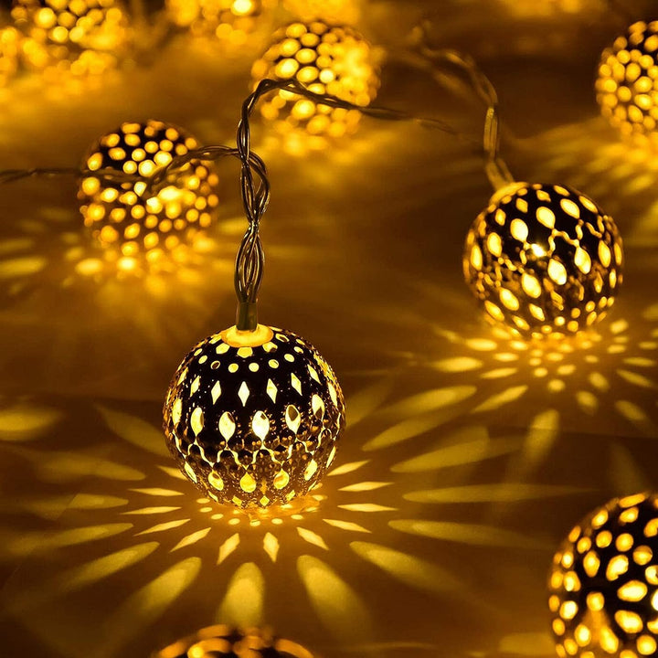 Moroccan Style Waterproof Solar Light Strings - SunGlow Strings-Silver-Nora Luxe