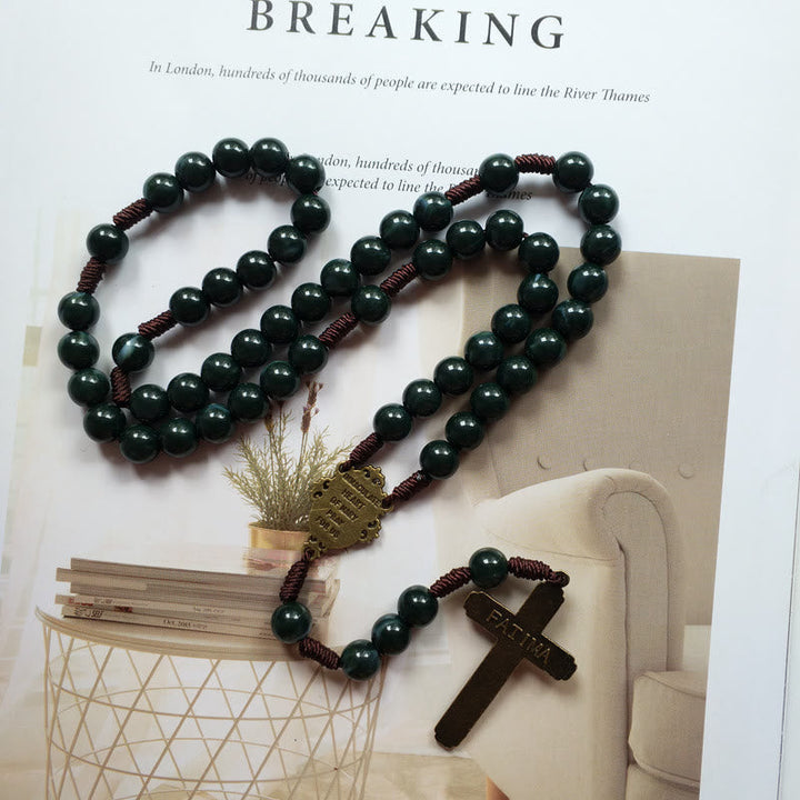 Mosagaat Holy Medal Cross Pendant Rosary Necklace - Celeste-Nora Luxe