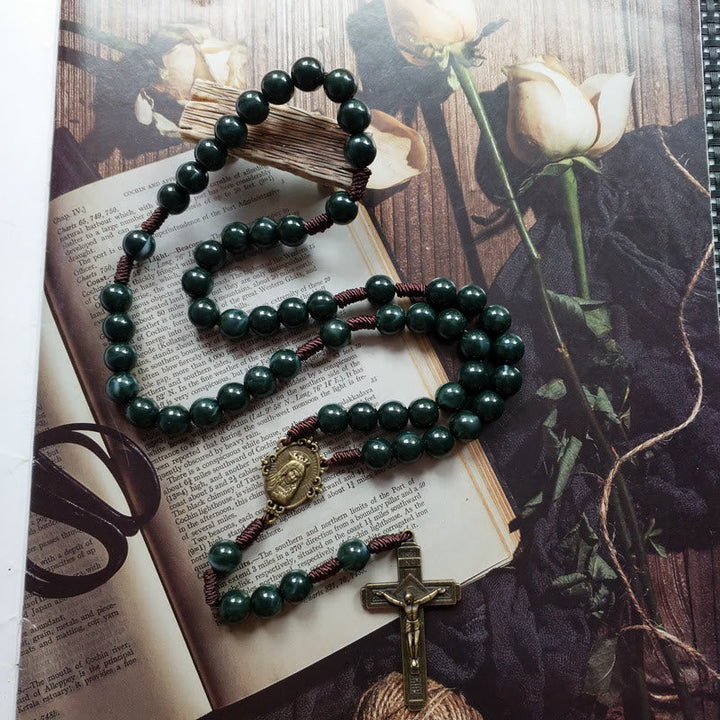 Mosagaat Holy Medal Cross Pendant Rosary Necklace - Celeste-Nora Luxe