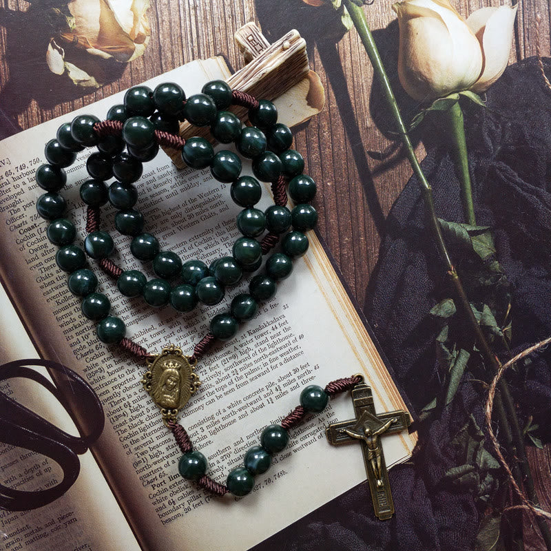 Mosagaat Holy Medal Cross Pendant Rosary Necklace - Celeste-Nora Luxe