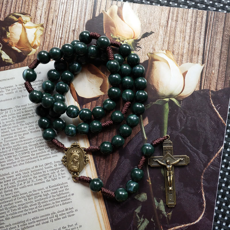 Mosagaat Holy Medal Cross Pendant Rosary Necklace - Celeste-Nora Luxe