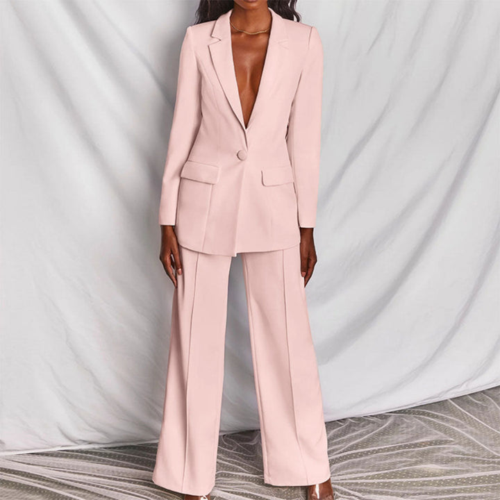 Moshine - 2-Piece Blazer and Trouser Set-Pink-S-Nora Luxe