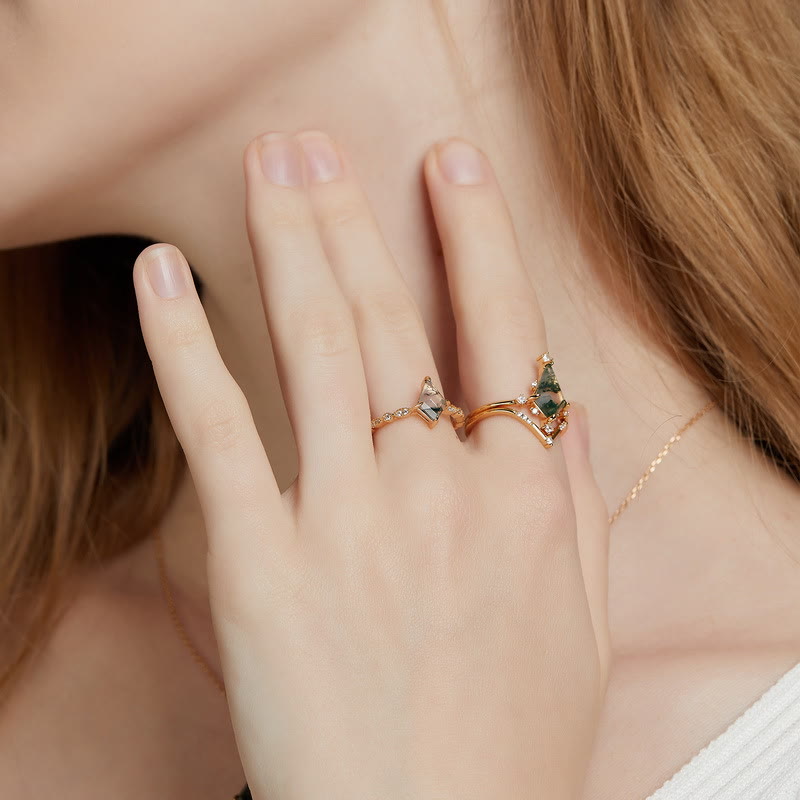 Moss Agate and White Zircon Jewellery Set - Lana-Necklace-Nora Luxe