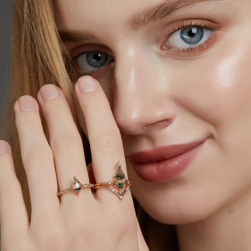 Moss Agate and White Zircon Jewellery Set - Lana-Necklace-Nora Luxe