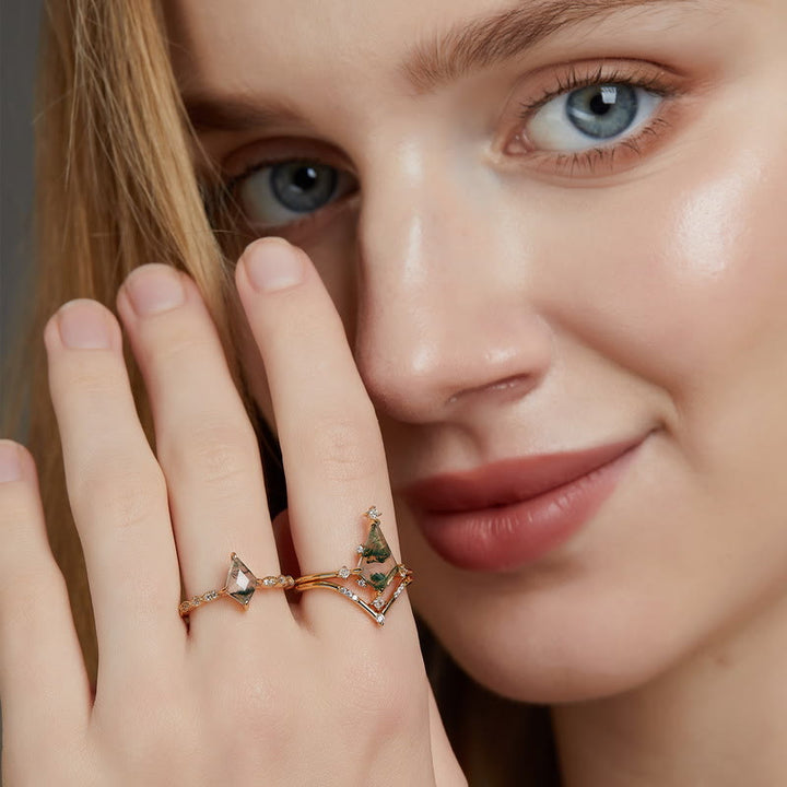 Moss Agate and White Zircon Jewellery Set - Lana-Necklace-Nora Luxe