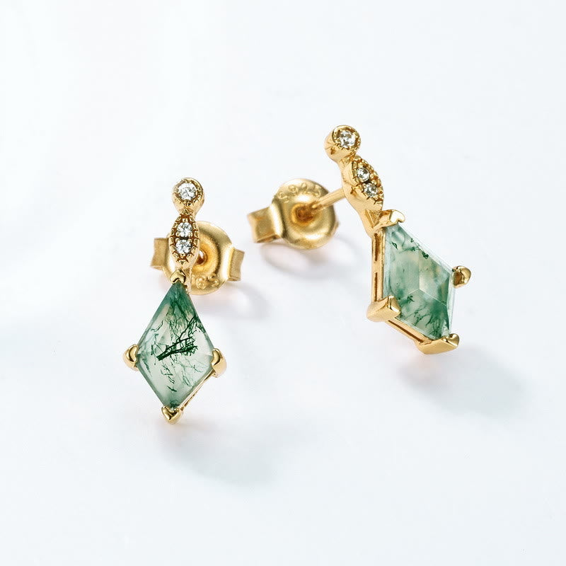 Moss Agate and White Zircon Jewellery Set - Lana-Necklace-Nora Luxe