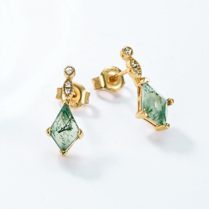 Moss Agate and White Zircon Jewellery Set - Lana-Necklace-Nora Luxe