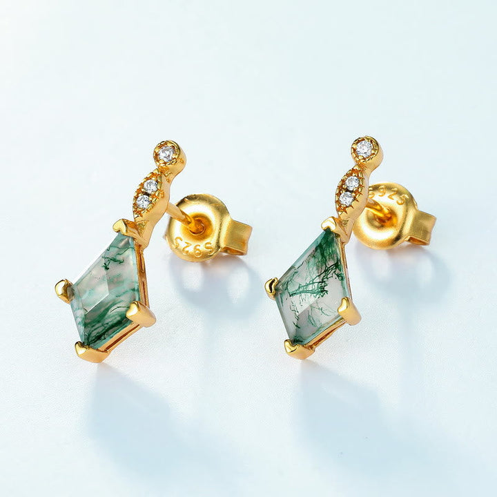 Moss Agate and White Zircon Jewellery Set - Lana-Necklace-Nora Luxe