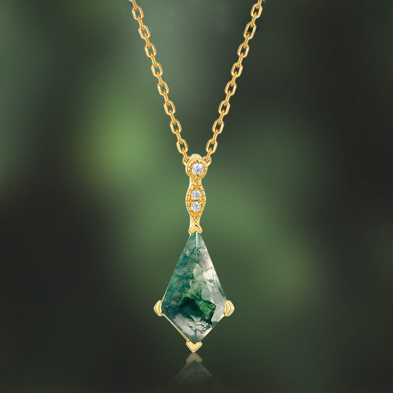 Moss Agate and White Zircon Jewellery Set - Lana-Necklace-Nora Luxe