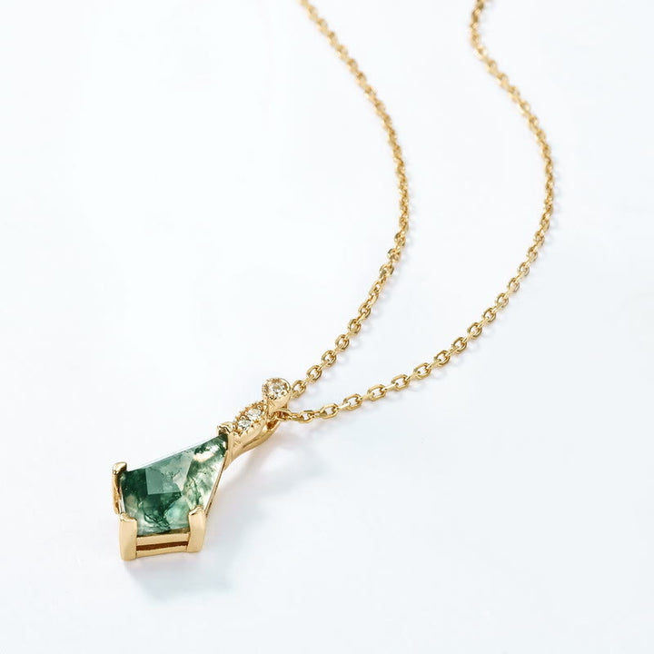 Moss Agate and White Zircon Jewellery Set - Lana-Necklace-Nora Luxe