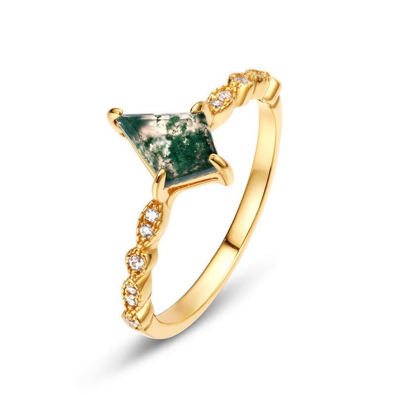 Moss Agate and White Zircon Jewellery Set - Lana-Ring 2.01 in-Nora Luxe