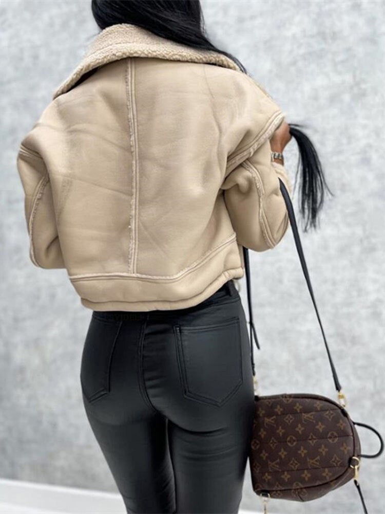 Motor jacket with Revers and Sherpa Lining - Zoë-Black-S-Nora Luxe