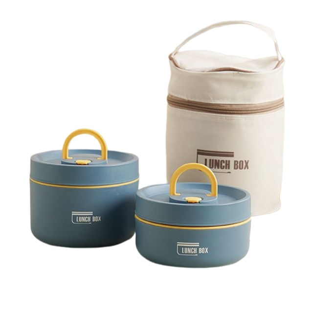 Multi-layer Insulated Lunch Box with FREE Carry Bag - ThermoBox-Blue-Small + Large-Nora Luxe